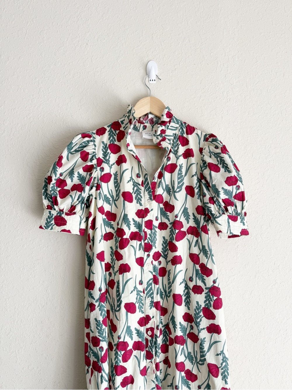 Hyacinth House Amaryllis Floral Puff Sleeve Cotton Maxi Dress XS - Picture 3 of 7